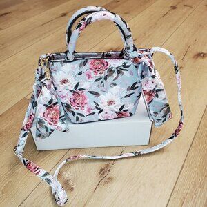 Nanette Lepore Tote Womens Small Blue Floral Bag Charm Purse Crossbody NWOT